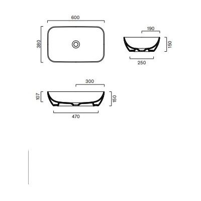 Catalano Green umywalka 60x38 cm prostokątna nablatowa biała 0422610001