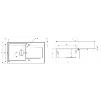 Deante Piva zlewozmywak granitowy 78x44 cm z baterią kuchenną Nemezja grafit ZQIY2113