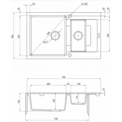 Deante Rapido zlewozmywak granitowy 78x49 cm wpuszczany czarny mat ZQKN513