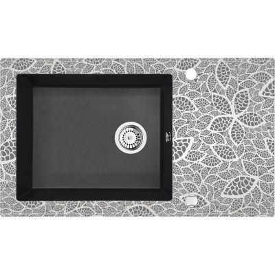 Deante Capella zlewozmywak szklano-granitowy 86x50 cm grafitowy metalik/natural ZSCGN2C