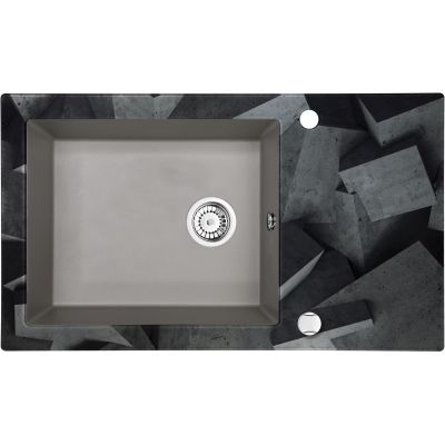 Deante Capella zlewozmywak szklano-granitowy 86x50 cm szary metalik/betonowe bloki ZSCSB2C