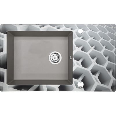 Deante Capella zlewozmywak szklano-granitowy 86x50 cm szary metalik/heksagon ZSCSC2C
