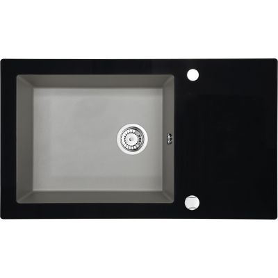 Deante Capella zlewozmywak szklano-granitowy 86x50 cm szary metalik/szkło czarne ZSCSX2C