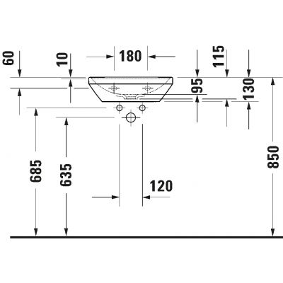 Duravit D-Neo umywalka 45x33,5 cm ścienna biała 0738450070