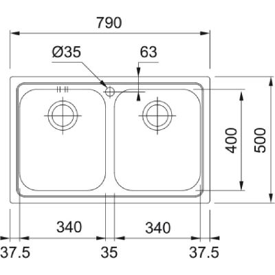 Franke Logica LLX 620-79 zlewozmywak stalowy 79x50 cm stal 101.0153.289