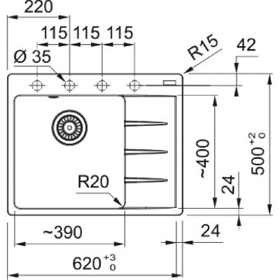 Franke Centro CNG 611-62 TL RHD zlewozmywak granitowy 62x50 cm łupkowy szary 114.0716.331