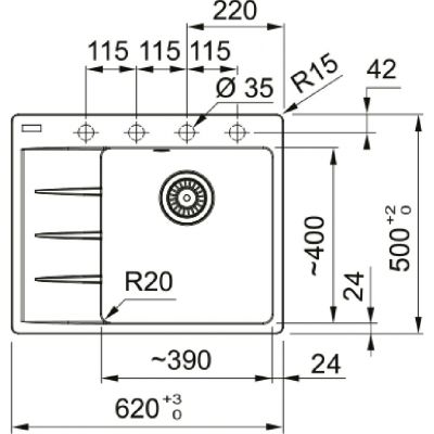 Franke Centro CNG 611-62 TL LHD zlewozmywak granitowy 62x50 cm łupkowy szary 114.0716.330