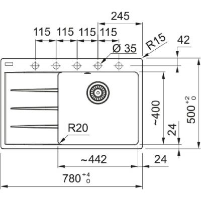 Franke Centro CNG 611-78 TL LHD zlewozmywak granitowy 78x50 cm łupkowy szary 114.0716.332