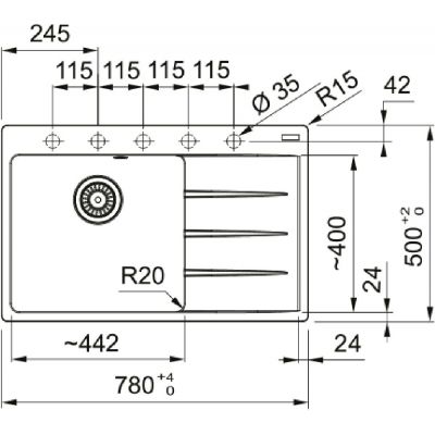 Franke Centro CNG 611-78 TL RHD zlewozmywak granitowy 78x50 cm łupkowy szary 114.0716.333