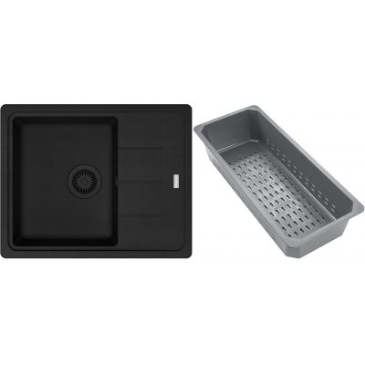 Franke Basis zlewozmywak granitowy z wkładką ociekową 62x50 cm czarny 114.0741.959