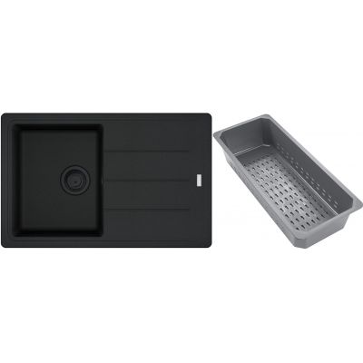 Franke Basis zlewozmywak granitowy z wkładką ociekową 78x50 cm czarny 114.0741.964