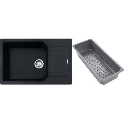 Franke Urban zlewozmywak granitowy z wkładką ociekową 78x50 cm czarny 114.0741.990