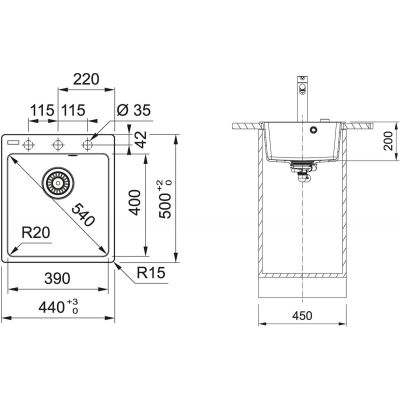Franke Centro CNG 610-39 TL zlewozmywak 50x44 cm Fragranite onyx 114.0626.959