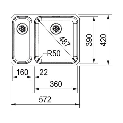 Franke Largo zlewozmywak stalowy 57,2x42 cm stal szczotkowana 122.0739.181