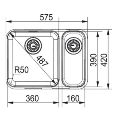Franke Largo zlewozmywak stalowy 57,2x42 cm stal szczotkowana 122.0739.182
