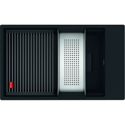 Franke Kanon KNG 110-62 zlewozmywak granitowy 76x46 cm czarny z baterią kuchenną Lina Pull-Out czarny mat (1250721161, 1150626053)