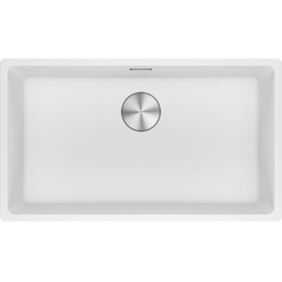 Franke Maris MRG 110-72 zlewozmywak 72x40 cm Fragranite biały polarny z baterią kuchenną Lina kamienny szary (1250687263, 1150626057)