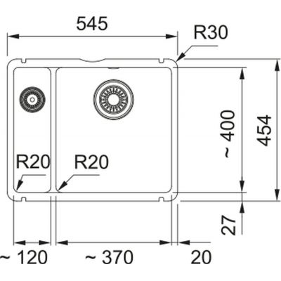 Franke KubusX zlewozmywak ceramiczny 49x40 cm onyx połysk 126.0738.300