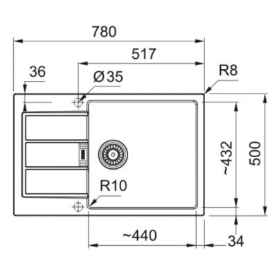Franke Sirius 2.0 zlewozmywak Tectonite 78x50 cm biały 143.0618.580