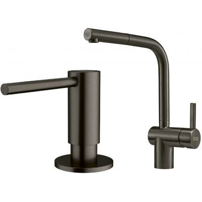 Zestaw Franke Atlas bateria kuchenna stojąca z dozownikiem do płynów 350 ml antracyt (1150628210, 1120717103)