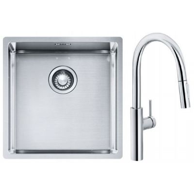 Franke Box BXX 210/110-40 zlewozmywak 45x44 cm stalowy z baterią kuchenną Pescara L Slide-In chrom (1270453654, 1150538940)