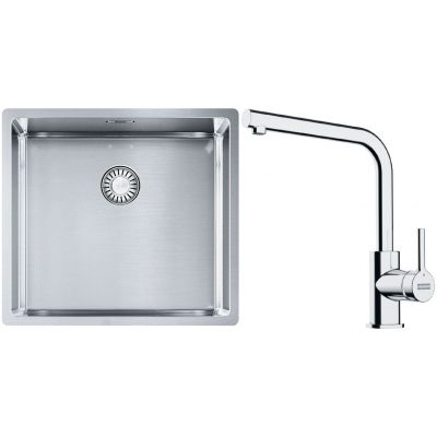 Franke Box BXX 210/110-45 zlewozmywak 49x45 cm stalowy z baterią kuchenną Lina chrom (1270453655, 1150693230)
