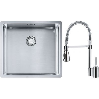 Franke Box BXX 210/110-45 zlewozmywak 49x45 cm stalowy z baterią kuchenną Sentinel chrom (1270453655, 1150029591)