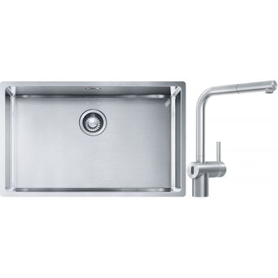 Franke Box BXX 210/110-68 zlewozmywak 72,5x45 cm stalowy z baterią kuchenną Atlas Neo Sensor stal szlachetna (1270453658, 1150625523)