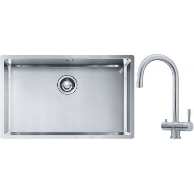 Franke Box BXX 210/110-68 zlewozmywak 72,5x45 cm stalowy z baterią kuchenną Eos stal szlachetna (1270453658, 1200179979)