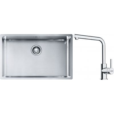 Franke Box BXX 210/110-68 zlewozmywak 72,5x45 cm stalowy z baterią kuchenną Lina chrom (1270453658, 1150712420)