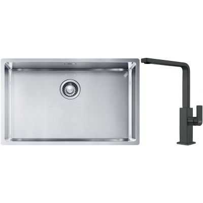 Franke Box BXX 210/110-68 zlewozmywak 72,5x45 cm stalowy z baterią kuchenną Mythos czarna stal szlachetna (1270453658, 1150550441)