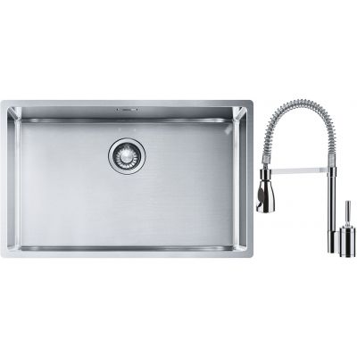 Franke Box BXX 210/110-68 zlewozmywak 72,5x45 cm stalowy z baterią kuchenną Sentinel chrom (1270453658, 1150029591)