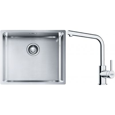 Franke Box BXX 110-50/BXX 210-50 zlewozmywak 54x45 cm stalowy z baterią kuchenną Lina chrom (1270453656, 1150693230)