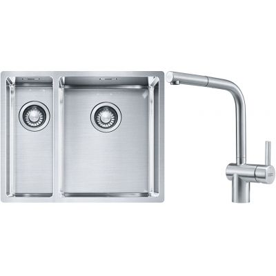 Franke Box BXX 260/160-34-16 zlewozmywak 56x45 cm stalowy z baterią kuchenną Atlas stal szlachetna (1270369916, 1150521439)