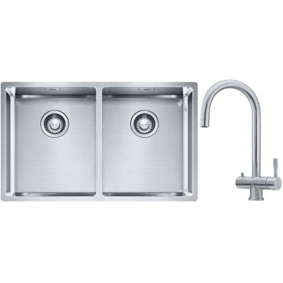 Franke Box BXX 220/120 34-34 zlewozmywak 74x45 cm stalowy z baterią kuchenną Eos stal szlachetna (1270370188, 1200179979)