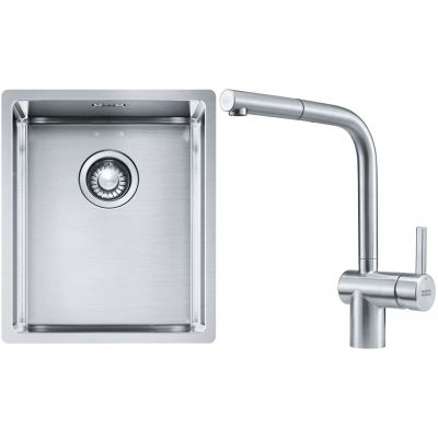 Franke Box BXX 210/110-34 zlewozmywak 38x45 cm stalowy z baterią kuchenną Atlas stal szlachetna (1270453653, 1150521439)