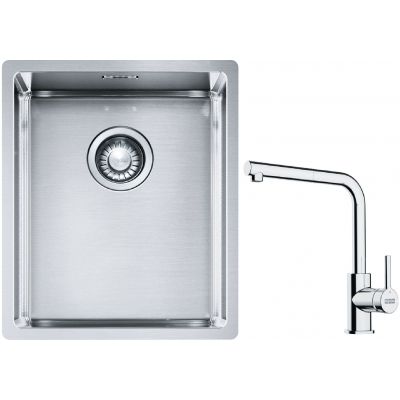 Franke Box BXX 210/110-34 zlewozmywak 38x45 cm stalowy z baterią kuchenną Lina chrom (1270453653, 1150712420)