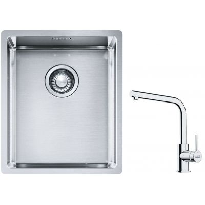 Franke Box BXX 210/110-34 zlewozmywak 38x45 cm stalowy z baterią kuchenną Lina chrom (1270453653, 1150693230)