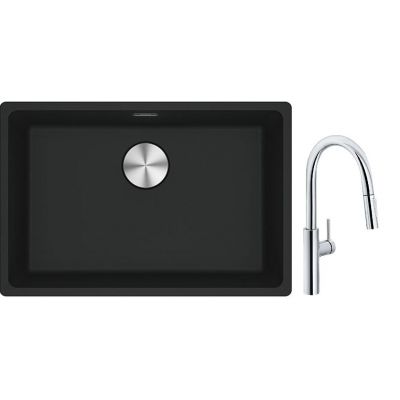 Franke Maris MRG 110-62 zlewozmywak 62x40 cm Fragranite czarny mat z baterią kuchenną Pescara L Slide-In chrom (1250687256, 1150538940)