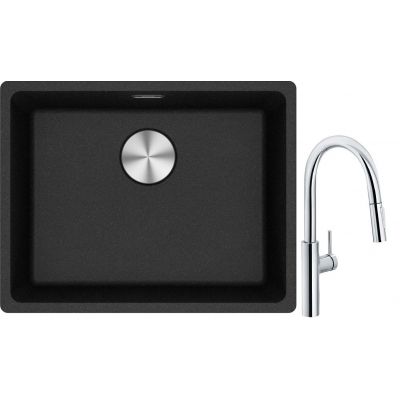 Franke Maris MRG 110-52 zlewozmywak 52x40 cm Fragranite onyx z baterią kuchenną Pescara L Slide-In chrom (1250687253, 1150538940)