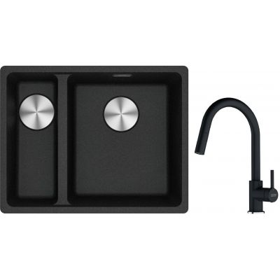 Franke Maris MRG 160-34-15 zlewozmywak 55x43 cm Fragranite z baterią kuchenną Lina onyx (1250687269, 1150626055)
