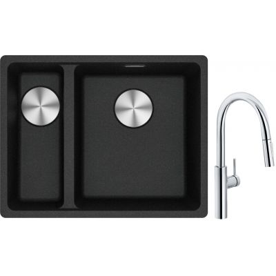 Franke Maris MRG 160-34-15 zlewozmywak 55x43 cm Fragranite onyx z baterią kuchenną Pescara L Slide-In chrom (1250687269, 1150538940)