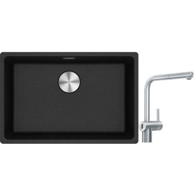 Franke Maris MRG 110-62 zlewozmywak 62x40 cm Fragranite onyx z baterią kuchenną Atlas Neo Sensor stal szlachetna (1250687257, 1150625523)