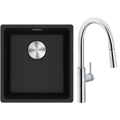 Franke Maris MRG 110-37 zlewozmywak 40x37 cm Fragranite onyx z baterią kuchenną Pescara L Slide-In chrom (1250687249, 1150538940)