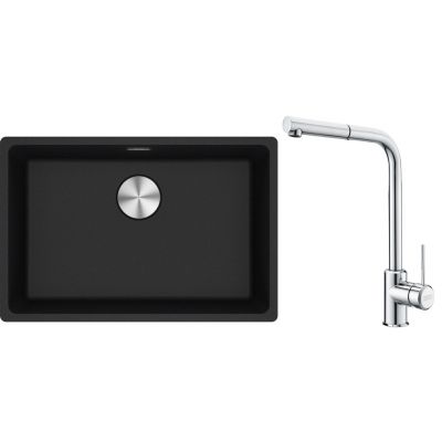 Franke Maris MRG 110-62 zlewozmywak 62x40 cm Fragranite onyx z baterią kuchenną Sirius Side chrom (1250687257, 1150668280)