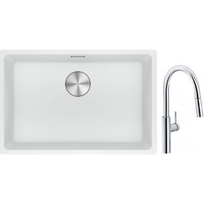 Franke Maris MRG 110-62 zlewozmywak 62x40 cm Fragranite biały polarny z baterią kuchenną Pescara L Slide-In chrom (1250687259, 1150538940)