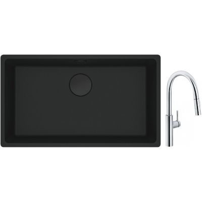 Franke Maris MRG 110-72 zlewozmywak 72x40 cm Fragranite czarny mat z baterią kuchenną Pescara L Slide-In chrom (1250697757, 1150538940)
