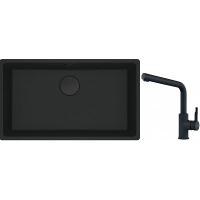 Franke Maris MRG 110-72 zlewozmywak 72x40 cm Fragranite czarny mat z baterią kuchenną Urban czarny mat (1250697757, 1150627523)
