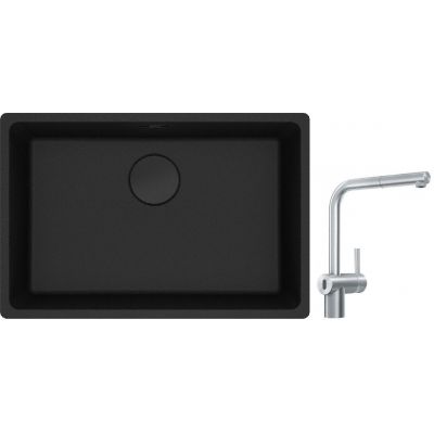 Franke Maris MRG 110-62 zlewozmywak 62x40 cm Fragranite czarny mat z baterią kuchenną Atlas Neo Sensor stal szlachetna (1250697758, 1150625523)