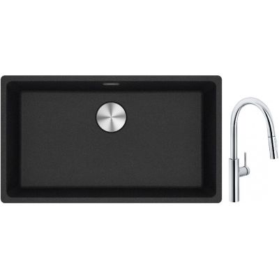 Franke Maris MRG 110-72 zlewozmywak 72x40 cm Fragranite onyx z baterią kuchenną Pescara L Slide-In chrom (1250687261, 1150538940)